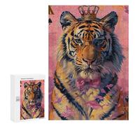 Royal Tiger with Crown Art Print Puzzle 1000 Pièces Educa Jouet en Bois Cadeau Unique Décoration Intérieure Jeu Éducatif Challenge Toy Adultes Et Enfants À Partir De 14 Ans 300 PCS