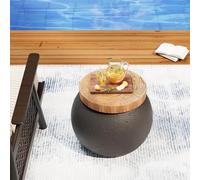 Royal Windsor Table d'appoint d'extérieur avec rangement et glacière, table de bar de terrasse 4 en 1, support de refroidisseur à glace, table d'appoint portable en tambour noir pour fêtes, barbecues