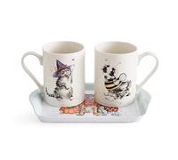 Royal Worcester Wrendale Deigns Ensemble tasse et plateau d'Halloween Motif chat et chien