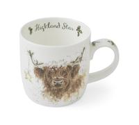 Royal Worcester Wrendale Deigns Highland Star Tasse de Noël en céramique Motif vache des Highlands 0,3 l