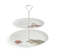 Royal Worcester Wrendale Deigns Présentoir à gâteaux en céramique à deux étages Motif hérisson et souris