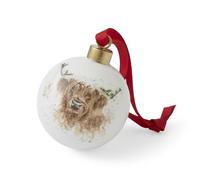 Royal Worcester Wrendale Designs Highland Boule de Noël en céramique Motif vache