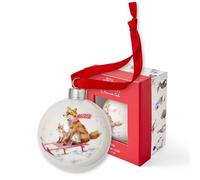 Royal Worcester Wrendale Designs The Sleigh Ride Boule de Noël en céramique Motif Renard