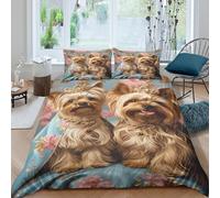 Royal yorkshire dogs Linge de Lit 3 Pièces 3D Imprimée Microfibre Hypoallergique Vintage royal pet Parure de Lit avec 2 x Taies d'oreiller Respirante for Chambre Adulte Super king（260x220cm）