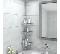 Royalbell®Etagère d´angle télescopique de douche 3 paniers Serviteur de douche/crochets Colonne d'angle Coin pour ranger des article
