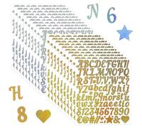 RoyalChic 1760 Pièces 20 Pages Lettres Autocollantes, Stickers Lettres Alphabet en Vinyle Imperméable, Autocollant Lettre Chiffres à Paillettes pour Scrapbooking, Cadeau, Carte de Vœux, Or & Argent