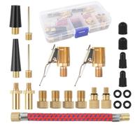 RoyalChic Lot de 23 adaptateurs pour valves de vélo - Compatible valves Schrader, Presta, Dunlop et Aiguilles - pour Pompe à air avec boîte de Rangement