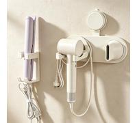 RoyalChic Support Sèche-Cheveux et Fer à Lisser sans Perçage Ventouse Blanc