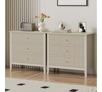 RoyalCraft Lot de 2 Grands tiroirs en Bois strié pour Chambre, Table de Chevet Moderne Peinte de 76 cm de Large pour Chambre, entrée, Beige
