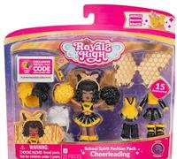 Royale High Pack mode School Spirit de 7,6 cm : Cheerleading - Figurine Dark Series 1-1 avec 15 accessoires - Les ailes deviennent des bagues - Code article virtuel inclus - À partir de 5 ans