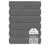 Royale Linens Lot de 6 draps Plats - Ultra Doux et Respirant, Microfibre brossée 1800, résistant aux Plis et aux Taches, qualité hôtelière, Grand lit Vendu séparément (Grand lit, Gris)