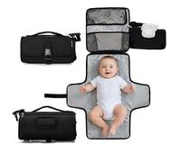 ROYALFAIR Matelas à langer pour les déplacements, lavable et imperméable, avec poche pour lingettes humides amovible, compartiment principal et 2 poches en filet, sac à langer pliable pour les voyages