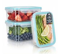 RoyalFay® Lot de 3 boîtes de conservation fraîcheur avec couvercle à clip - Conviennent à un usage alimentaire - 100 % étanches et anti-fuite - 1,3 l