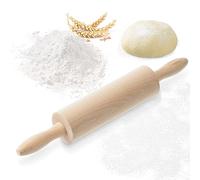 RoyalFay Rouleau à pâtisserie et rouleau à pâtisserie en bois de hêtre non traité (Rolling Pin) avec axe en bois, poignées ergonomiques et pratique. Spatule à pâte - Durable, adapté à un usage