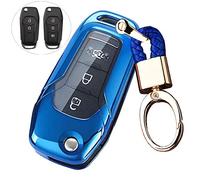 ROYALFOX Coque de clé à Distance en TPU Souple à 2 ou 3 Boutons pour Ford F150 F250, Focus 3 Escort Kuga Everest Fiesta Mustang Edge MKV Fusion 2016 Ranger 2015, 2016, 2017, 2018, 2019 (Bleu)