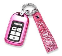 Royalfox Coque de clé télécommande 3 4 5 6 7 boutons 3D avec cristaux de diamant pour Honda Jade HR-V CR-V Accord Crider Vezel Civic Spirior Elysion Fit City Crosstour (rose)
