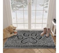 Royalotic Paillasson d'intérieur en chenille douce absorbant l'eau, piège la boue et l'humidité pour chaussures et pattes de chien, dos durable, lavable