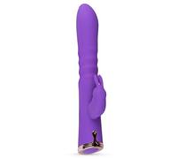 Royals The Queen Thrusting Rabbit Vibrator - Vibrateurs pour femmes, Vibrateur Tarzan, Stimulation clitoridienne, 10 modes de bosse et de vibration, 3 moteurs puissants, Étanche - avec USB - Violet