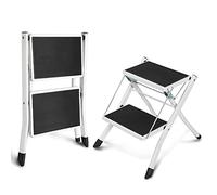Royalswill Marchepied 2 marches, escabeau pliant avec semelle antidérapante, Mini-escabeau pliable léger, échelle de ménage avec verrouillage pliable, Marchepied pliable en acier jusqu'à 150KG