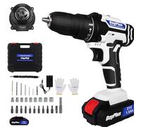 Royalswill Perceuse Visseuse Sans Fil 21V,Visseuse Devisseuse batterie & Chargeur,45N.m Perceuse Percussion,25+1 Réglages de Couple,2 Vitesses,26 Accessoires,LED,Perceuse Visseuse la Bricolage