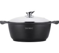 Royalty Line, Casserole à revêtement en marbre de 20 cm + couvercle en verre Aluminium moulé sous pression - revêtement en marbre, Noir