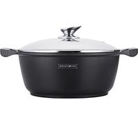 ROYALTY LINE, Casserole en aluminium die-cast 24 cm, 2,3L, revêtement marbré antiadhésif, poignées en silicone, compatible gaz, électrique, céramique, halogène, induction - Marbre, 24 cm, gris