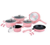 Royalty Line, Ensemble d'ustensiles de cuisine en aluminium moulé sous pression, 14 pièces, revêtement en marbre, couleur ROSE