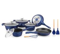 Royalty Line Lot de 10 casseroles en céramique marbrée, bleues