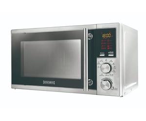 ROYALTY LINE, Micro-ondes 20L avec Gril 700W Argenté RLMWO3805, Four à Micro-ondes Numérique avec 8 Programmes Automatiques, Minuterie 95 min, Plateau Tournant en Verre, Sécurité Enfant