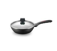 ROYALTY LINE, Poêle à frire profonde en aluminium forgé avec revêtement en marbre, Compatible Gaz, Électrique, Céramique, Halogène, Induction, 28 cm, couleur marbre