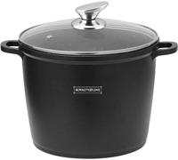 Royalty Line - RL-AD24M - Faitout Haut avec Revêtement Marbre, Couvercle en verre, Induction, 7 Litres, 24 cm, Noir