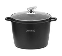 Royalty Line - RL-AD28M - Faitout Haut avec Revêtement Marbre, Couvercle en verre, Induction,10.5 Litres, 28 cm, Noir