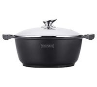 Royalty Line Rl-Gsm 20 24 26 28 30 32 34 CM Marmorbeschichtung Casserole avec Couvercle en Verre - Rl-hs1014m Rouge Pourriture, RL-GS32M BLACK 32cm