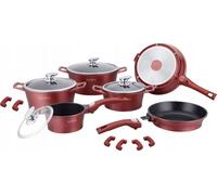 Royalty Line RL-ES2014M : Set de 14 ustensiles de cuisine avec revêtement en marbre Bourgogne