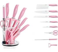 Royalty Line RL-KSS540 : Bloc pour 9 couteaux avec support pivotant - rose
