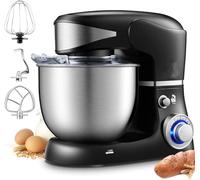 ROYALTY LINE, Robot Multifonction 1600W Noir RL-PKM1600, Bol en Acier Inoxydable 6L, 6 Vitesses + Fonction Pulse, Accessoires Inclus, Idéal pour Pâtisserie et Cuisine