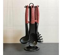 Royalty Line Set d'ustensiles de cuisine RLU06 7 pièces rouge avec support 13,5×13,5×38 cm