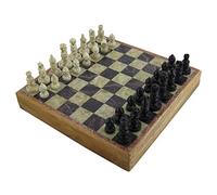 RoyaltyRoute sculptés à la main en pierre ollaire échiquier et pièces jeu Set 25 x 25 cm