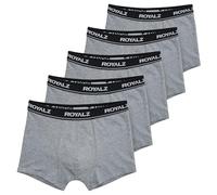 ROYALZ Boxer Homme Lot de 5 Ensemble sous-vêtements Shorts Classiques pour Les Sports et Les Loisirs, 5 Paires (95% Coton / 5% Elasthanne), Couleur:Gris, Taille:S