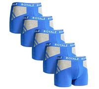 ROYALZ caleçon Boxer Homme Boxer 5-Pack Sportif-Moderne Design, Ensemble de 5 (95% Coton / 5% Elasthanne), Taille:XL, Couleur:5 Bleu/Gris
