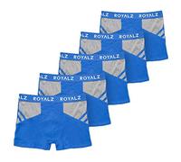 ROYALZ caleçon Homme Boxer 5-Pack Sportif-Moderne Design, 5 Paires (95% Coton / 5% Elasthanne), Taille:XXL, Couleur:5 Bleu/Gris