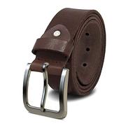 ROYALZ ceinture en cuir pour hommes en cuir de buffle robuste de 4mm, vintage jeans-ceinture avec boucle d'épine 38mm, taille:135, Couleur:Marron foncé - boucle brossée