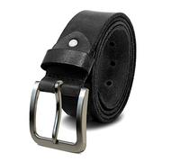 ROYALZ ceinture en cuir pour hommes en cuir de buffle robuste de 4mm, vintage jeans-ceinture avec boucle, taille:Tour de taille 125 cm = longueur totale 140 cm, Couleur:Noir - boucle brossée