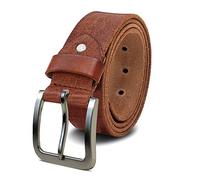 ROYALZ ceinture en cuir pour hommes en cuir de buffle robuste de 4mm, vintage jeans-ceinture avec boucle d'épine 38mm, taille:135, Couleur:Marron Cognac - boucle brossée