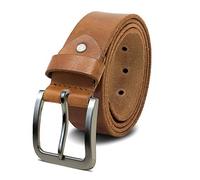 ROYALZ ceinture en cuir pour hommes en cuir de buffle robuste de 4mm, vintage jeans-ceinture avec boucle, taille:Tour de taille 130 cm = longueur totale 145 cm, Couleur:Marron - boucle brossée
