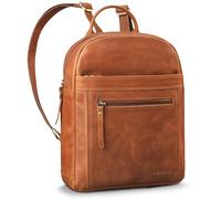 ROYALZ city sac à dos dames petit cuir sac à dos 'Delaware' moderne vintage sac à dos femmes cuir véritable convient pour DIN A5 documents 10 pouces tablette, Couleur:Texas marron