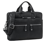 ROYALZ 'Lexington' sac à bandoulière moderne en cuir véritable pour hommes et femmes - sacoche plate pour ordinateur portable 13-14.5 pouces à porter à l'épaule, Couleur:Noir