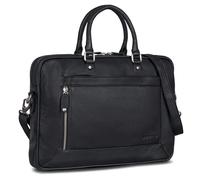 ROYALZ 'Lincoln' Sacoche Homme Bandouliere en Cuir veritable Grand Sac à Main Vintage sacoche ordinateur 15.6 pouces Sac à bandoulièr din a4, Couleur:Noir