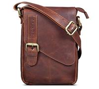 ROYALZ 'Louisiana' Sacoche Homme Bandoulière Cuir Véritable - Petit Sac d'épaule Sac Messager Vintage, Couleur:Marron Cognac Roma