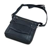 ROYALZ 'Madison' Petit Sacoche Bandoulière en Cuir Sac à Main Femme Vintage Messager Besace Sac à l'épaule pour Tablette iPad 9,7 Pouces, Couleur:Noir